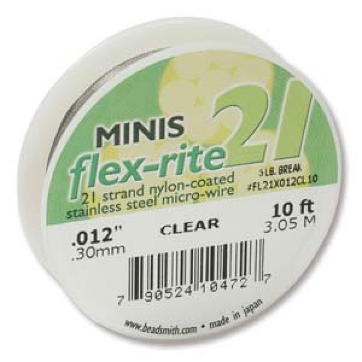 Hilo de acero "Flex-Rite 21 minis" recubierto de nylon transparente 0.30mm, 1 bobina(3.05m)