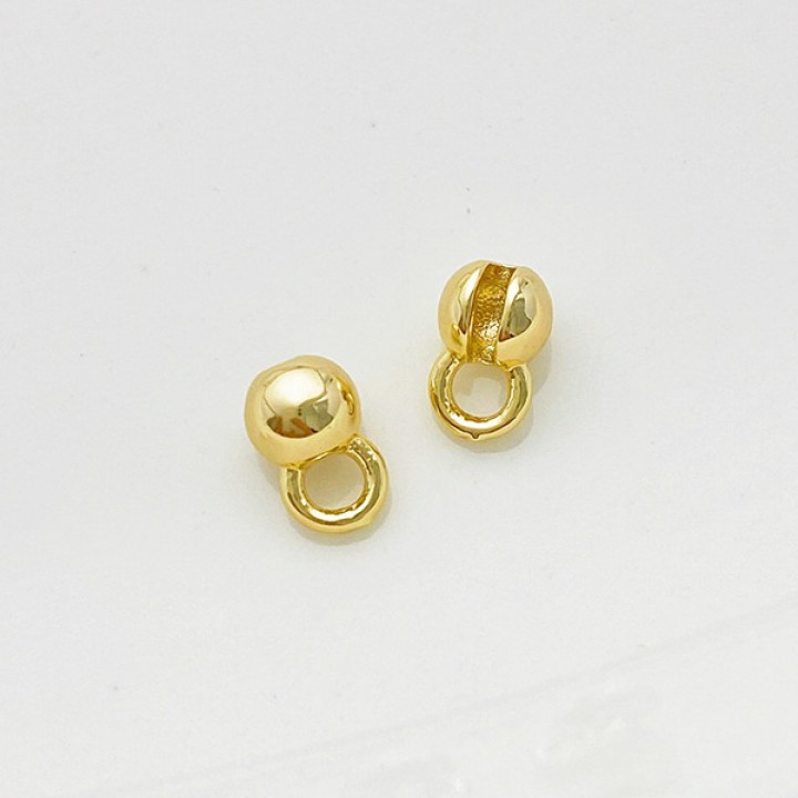 Brass Bead Tips 3.5mm 1 piece, 14K gold plated