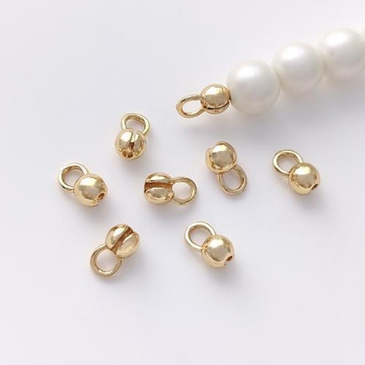 Brass Bead Tips 3.5mm 1 piece, 18K gold plated