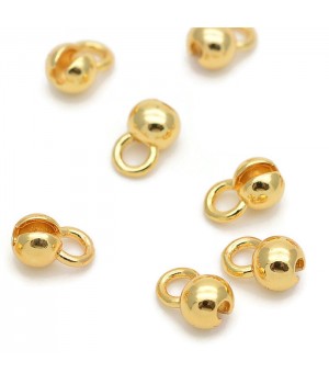 Terminales 5mm para hilo de acero o cadena bola 1 pieza, baño de oro de 18K