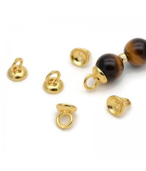 End Cap 6mm with Ring & 2 holes(for decorating the ends of the jewelry), 18K gold plated