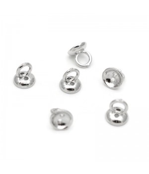 End Cap 6mm with Ring & 2 holes(for decorating the ends of the jewelry), platinum plated