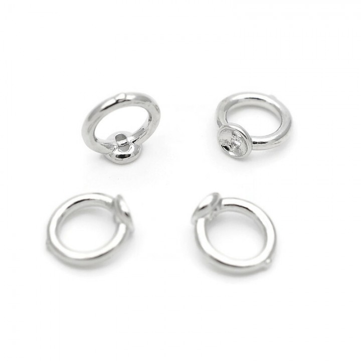 End Cap with Ring 7mm & 2 holes(for decorating the ends of the jewelry), platinum plated