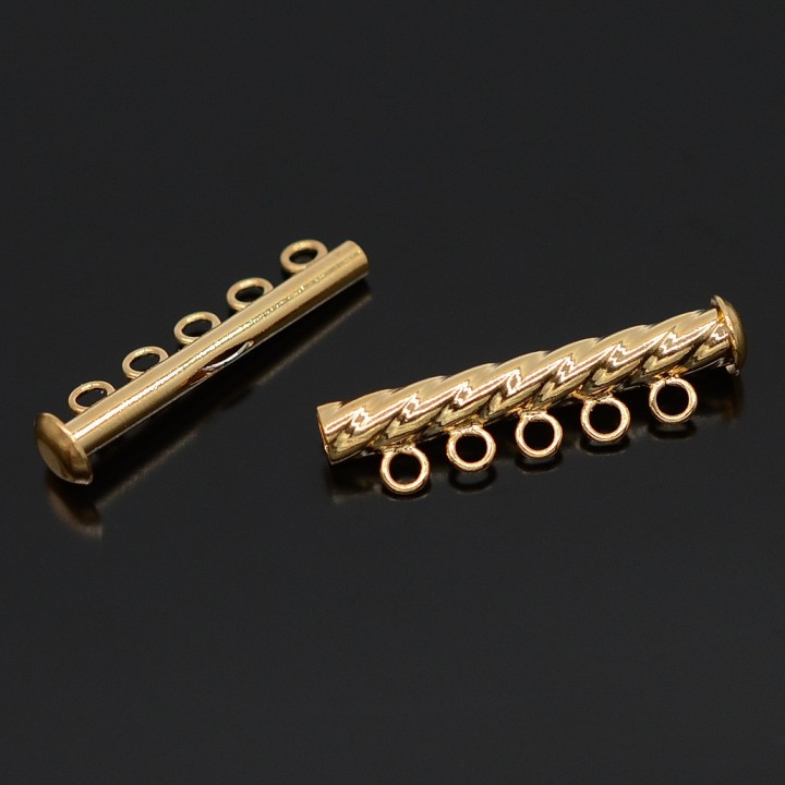 Fluted clasp 5-strand 32mm gold plated