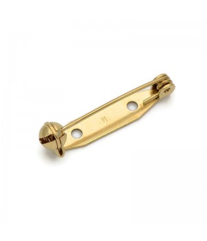 Brass Brooch Pin with Rotary Cap  without Plating (raw) 28mm