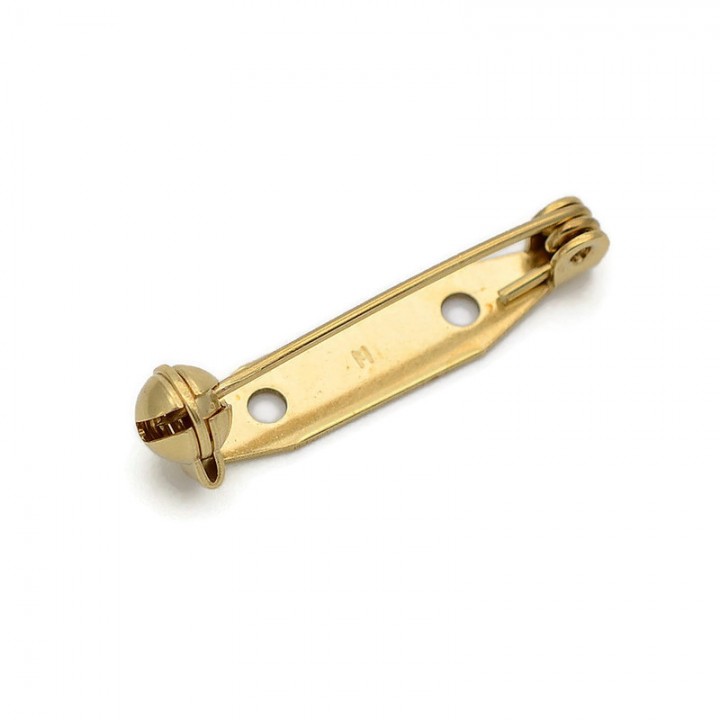Brass Brooch Pin with Rotary Cap  without Plating (raw) 28mm