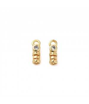 Brass Cord Ends with Clear Cubic Zirconia, 18K gold plated