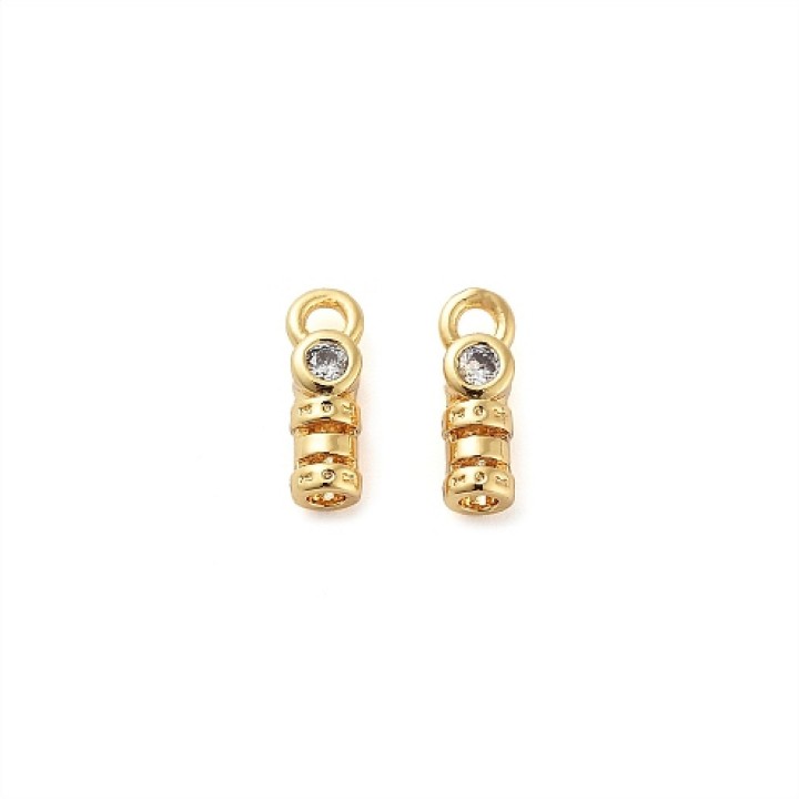 Brass Cord Ends with Clear Cubic Zirconia, 18K gold plated