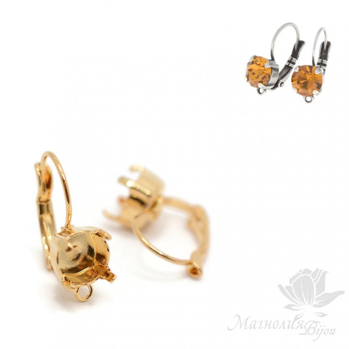 Earrings for chatons 39ss(8mm) 5008443, gold plated