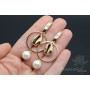 Earrings with Cowrie shells and Mallorca pearls, 14k gold plated