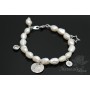 Natural pearl bracelet with charms, rhodium plated