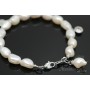 Natural pearl bracelet with charms, rhodium plated