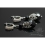 Earrings with black onyx and agate, rhodium plated