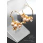 Pendientes aros con perlas de nácar(color crema), dorado 16K