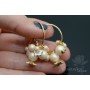 Creamy Shell Pearl Hoop Earrings, 16k Gold Plated