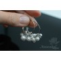White Shell Pearl Hoop Earrings, Rhodium Plated