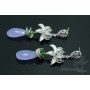Earrings with chalcedony "Mysterious pond", rhodium plated