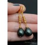 Drop earrings with black Mallorca pearls, 14k gold plated
