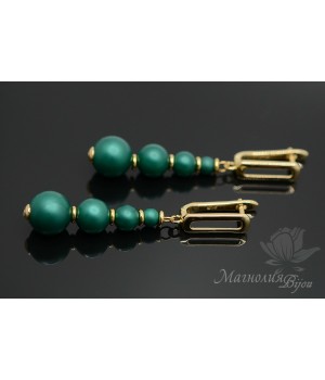 Earrings "Elegant (rich green)", gold-plated 18K