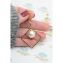 Earrings "Squares" with cotton pearls, gilding 14K