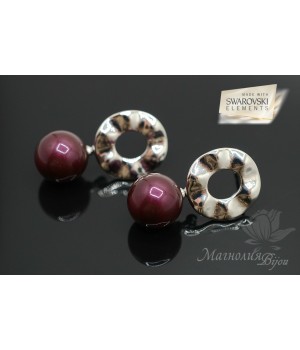 Swarovski "Blackberry" pearl earrings, rhodium plated