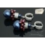 Swarovski "Night Blue" pearl earrings, rhodium plated
