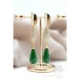 Earrings with jade drops and luxury fittings, 18K gold plated