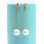 Earrings with chains and pearls Shell, gold plated 16K
