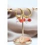Congo earrings with coral and natural pearls, gilding