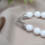 Bee bracelet with white shell pearls and opal, rhodium plated