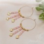 Hoop earrings with cherry quartz, 16K gold plated