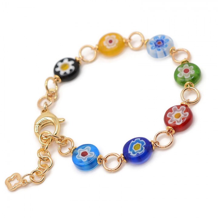 Millefiori glass beads bracelet