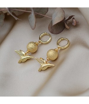 Hummingbird earrings, 18K gold plated