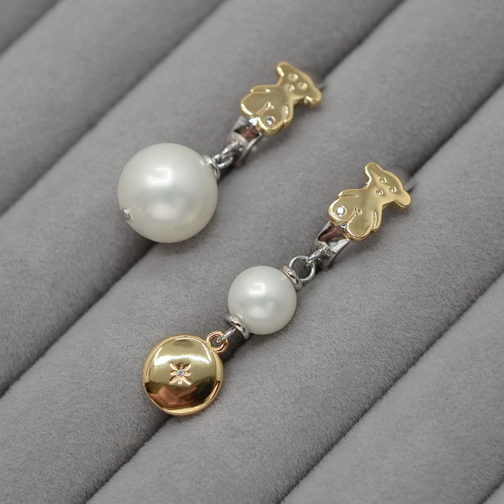 Earrings Bears Tous with white pearls Shell Pearl(Mallorca)