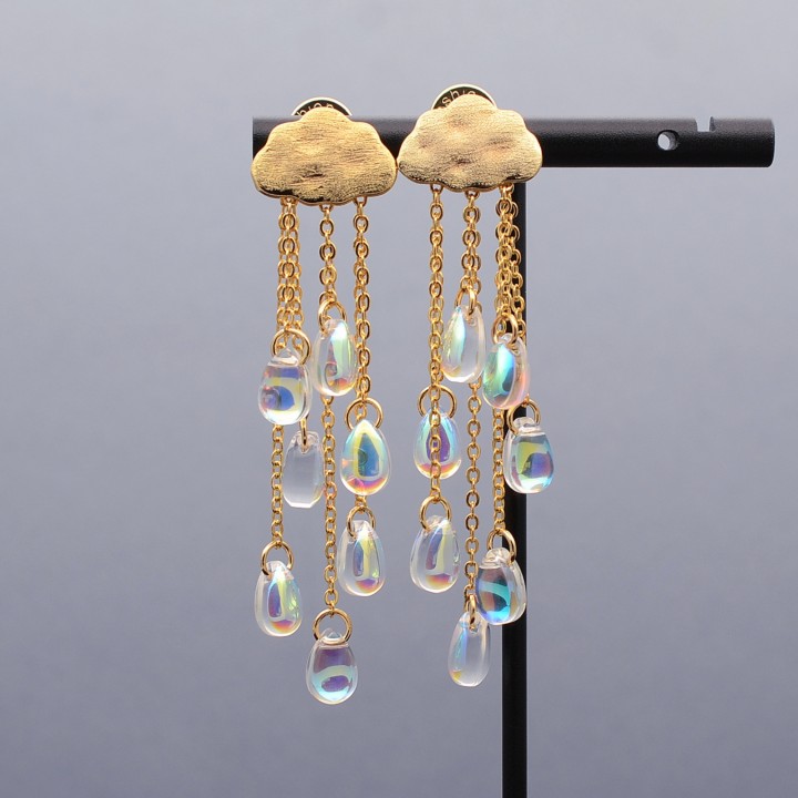 Pendientes Nubes baño de oro de 16K, 1 par