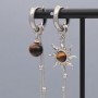 Stainless Still Sun Earrings with Tiger Eye, 1 pair