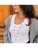 Set of necklaces with spike and black hematite, 16K gold plated