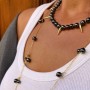 Set of necklaces with spike and black hematite, 16K gold plated