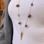 Set of necklaces with spike and black hematite, 16K gold plated
