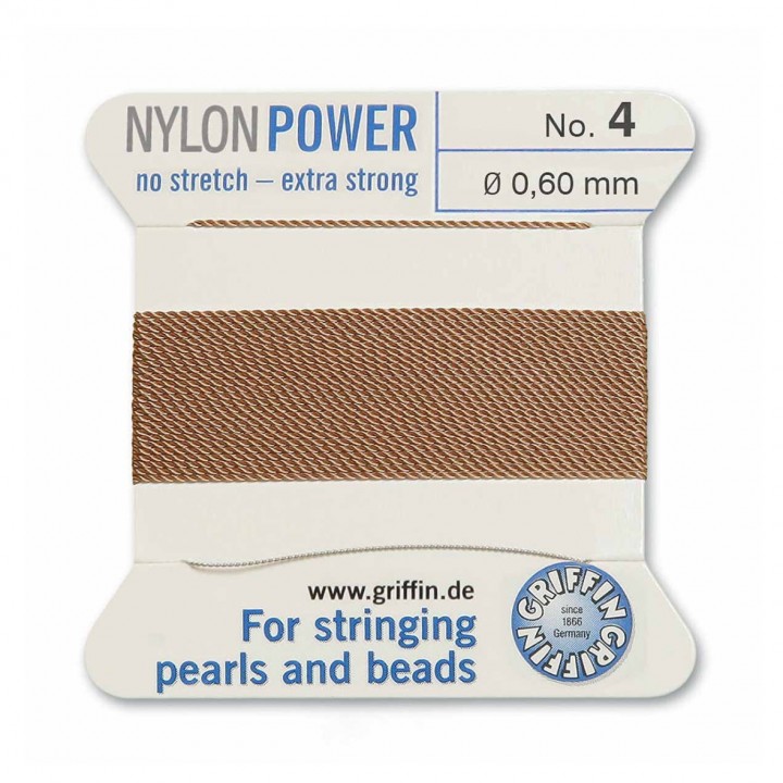 Нить с иглой NylonPower(GRIFFIN) 0.60мм(№4), бежевая