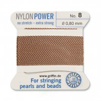 Hilo NylonPower(GRIFFIN) 0.80mm(№8) con aguja, beige