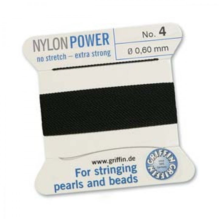 Thread with needle NylonPower(GRIFFIN) 0.60mm(#4), black