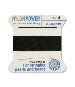 Griffin Nylon Bead Cord Size 4 (0.60mm) 2m, black color