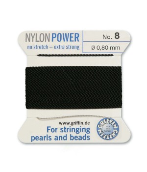 Griffin Nylon Bead Cord Size 8 (0.80mm) 2m, black color