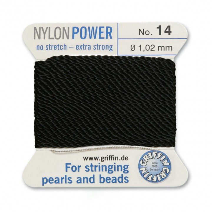 Hilo NylonPower(GRIFFIN) 1.02mm(№14) con aguja, negro Hilo NylonPower(GRIFFIN) 1.02mm(№14) con aguja, negro