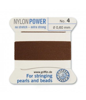 Griffin Nylon Bead Cord Size 4 (0.60mm) 2m, brown color