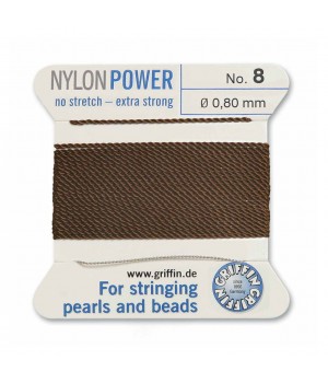 Griffin Nylon Bead Cord Size 8 (0.80mm) 2m, brown color