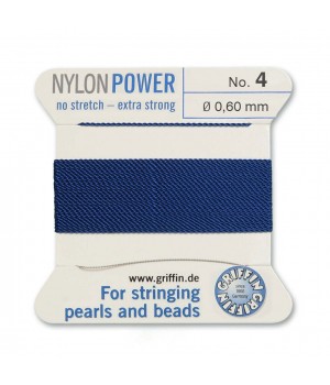 Griffin Nylon Bead Cord Size 4 (0.60mm) 2m, dark blue color