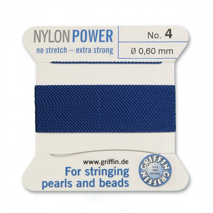 Griffin Nylon Bead Cord Size 4 (0.60mm) 2m, dark blue color