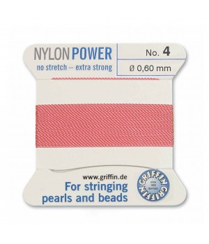 Griffin Nylon Bead Cord Size 4 (0.60mm) 2m, dark pink color